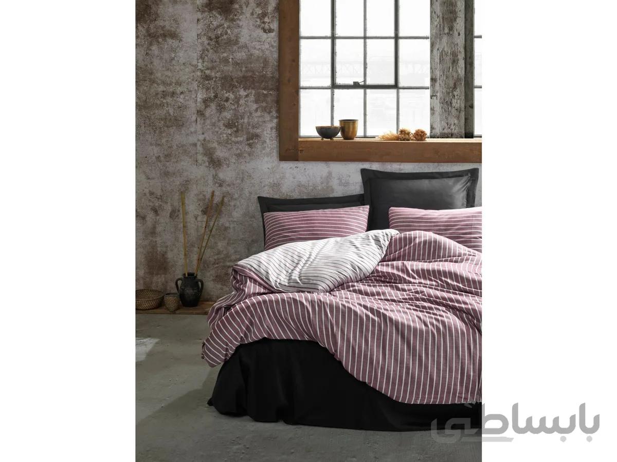 ست کاور ساتن کاتن باکس مدل Bamboo رنگ Bordo دو نفره 6 تکه