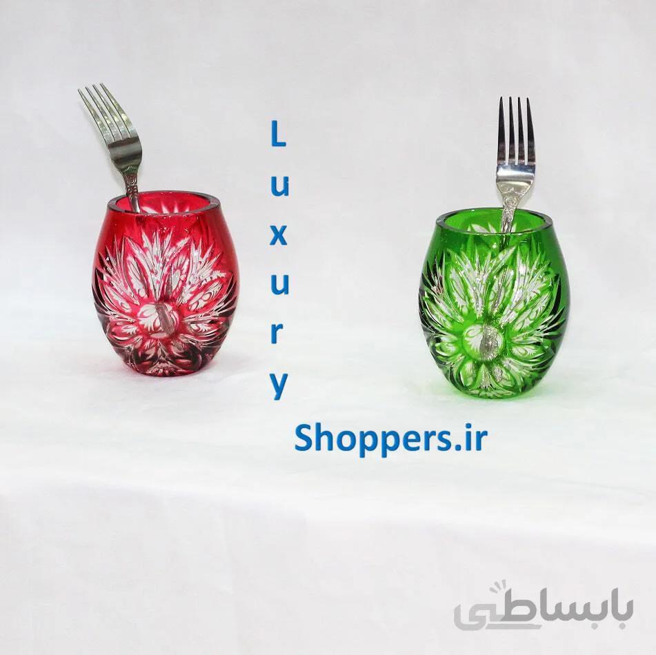جاکاردی کریستال دوپوست کار دست ( دو رنگ سبز و قرمز)