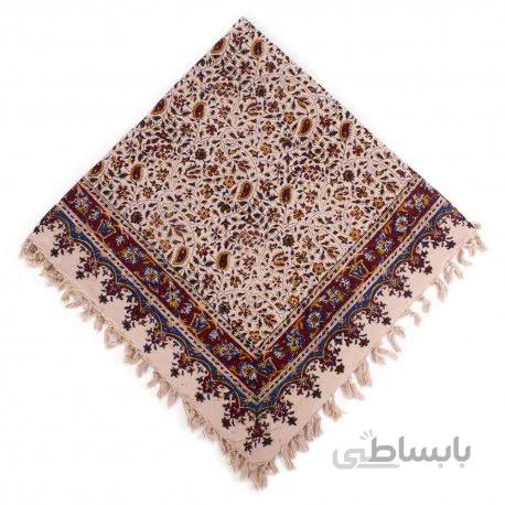 رومیزی قلمکار مربعی 120 سانتیمتری گل ریز