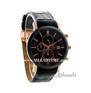 ساعت مچی ویولت مردانه کرنوگراف گرد بند چرم رزگلد مشکی صفحه مشکی مدل 0465/2G