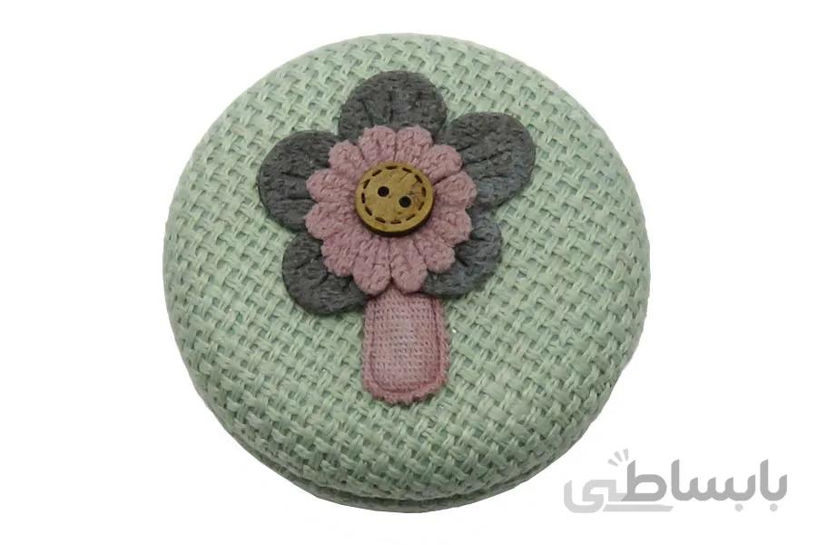 آینه کیفی دو طرفه گرد طرح پارچه ای