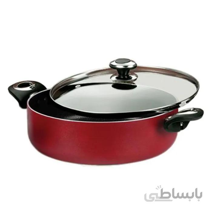 قابلمه کوتاه سایز 28 گرانیتا سرمه ای با درب شیشه ای زرساب کد GT-428KG-S