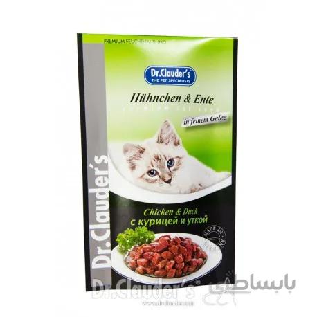 پوچ مخصوص گربه حاوی مرغ و اردک در ژله دکتر کلودرز