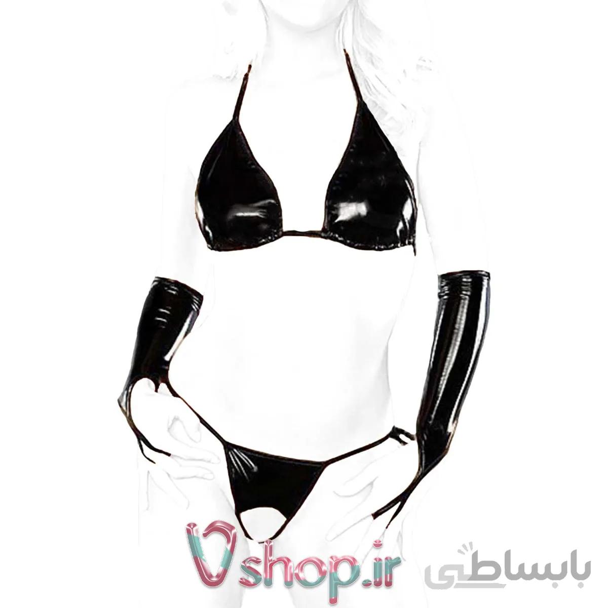 ست فانتزی فاق باز با ساق دست لاتکس