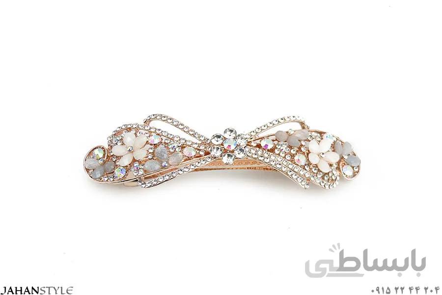 گیره مو نگین دار طرح شکوفه
