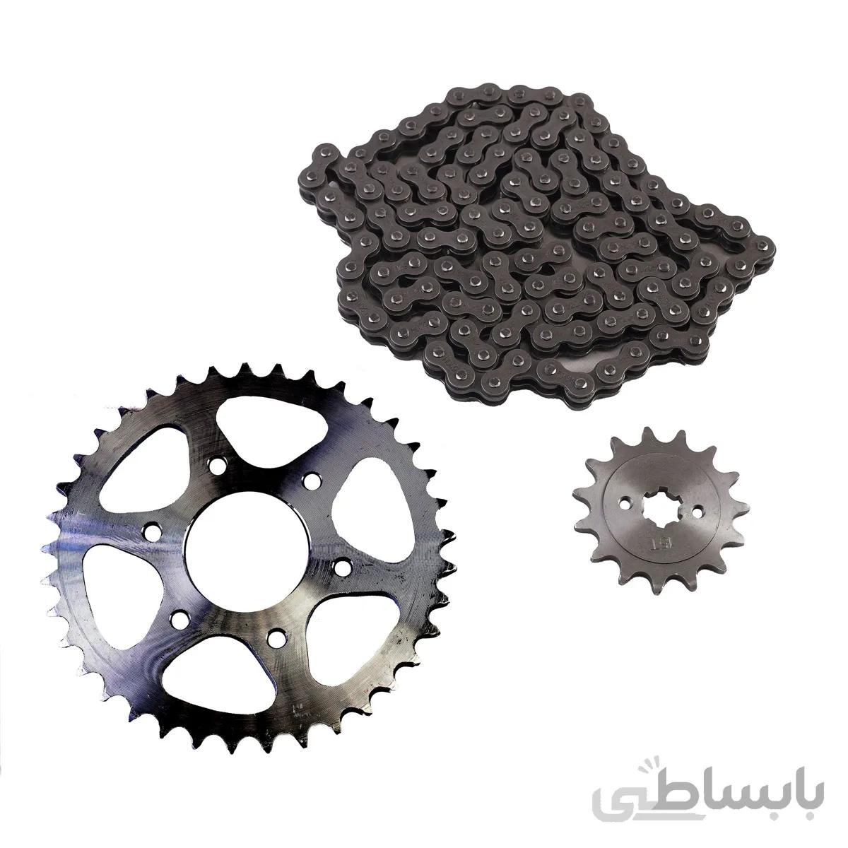 ست دنده زنجیر موتور سیکلت مدل 520H-110L مناسب برای ان اس 200