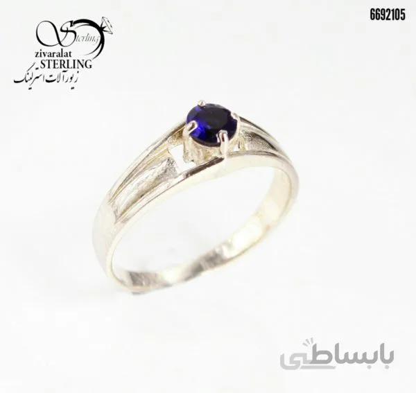 انگشتر نقره زنانه نگین آبی