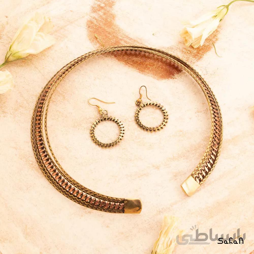 نیم ست طوق و گوشواره برنجی