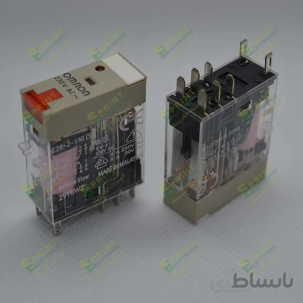 رله 230 ولت AC شیشه ای 8 پایه 5 آمپر Omron G2R-2SNI 230VAC