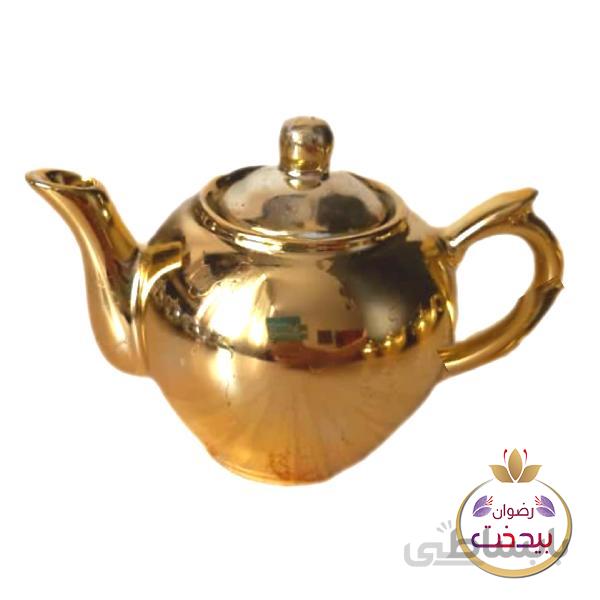 قوری زعفران دم کن چینی روکش طلایی