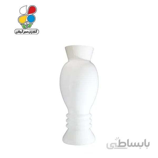 گلدان شیشه ای سه طوق سفید