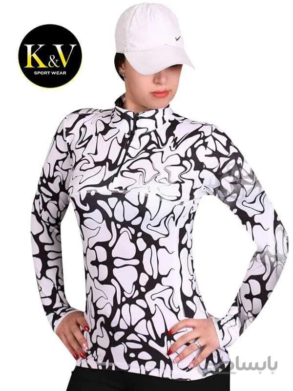 تیشرت نیم زیپ فینگردار ورزشی زنانه کد 03 ا Womens sports finger zipper Tshirt code 03