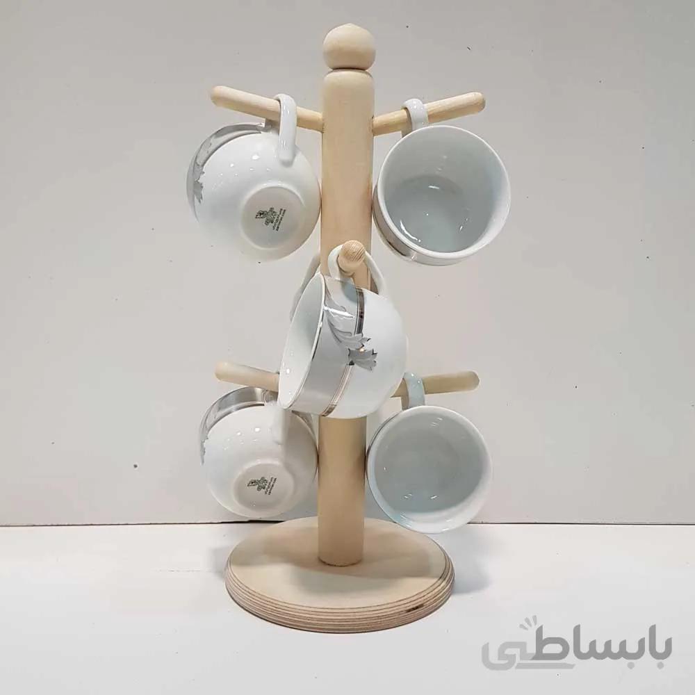 استند لیوان چوبی رنگ چوب