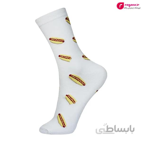 جوراب زنانه ساق بلند MOXIAO طرح هات داگ کد R215276