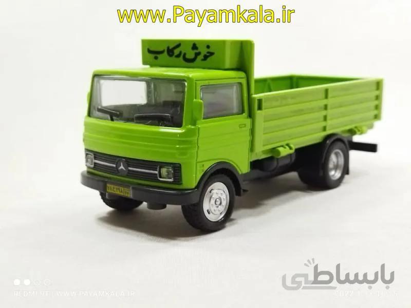 ماکت فلزی کامیون بنز (خاور 608-808) قدیمی موزیکال-چراغدار (سبز)