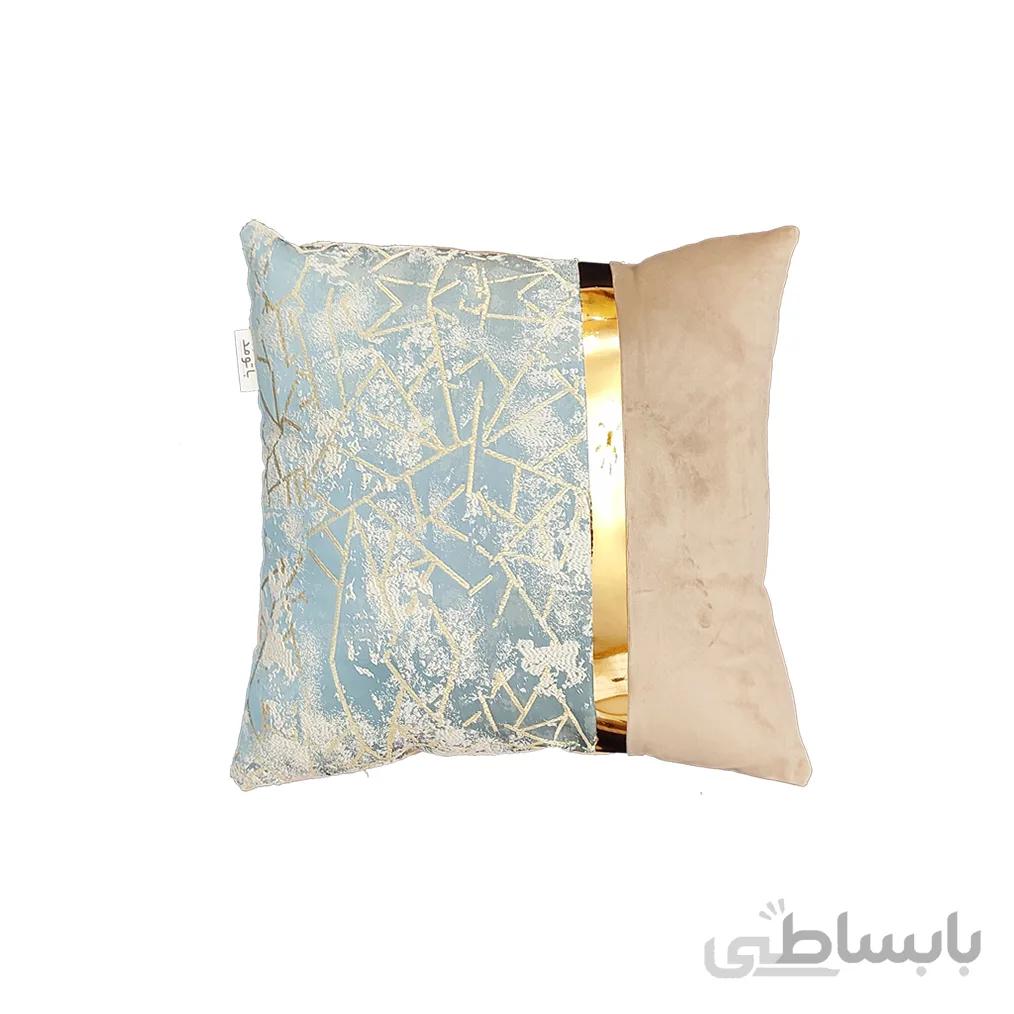 کوسن ترکیبی چرم و مخمل مدل یاسمن رنگ کرم