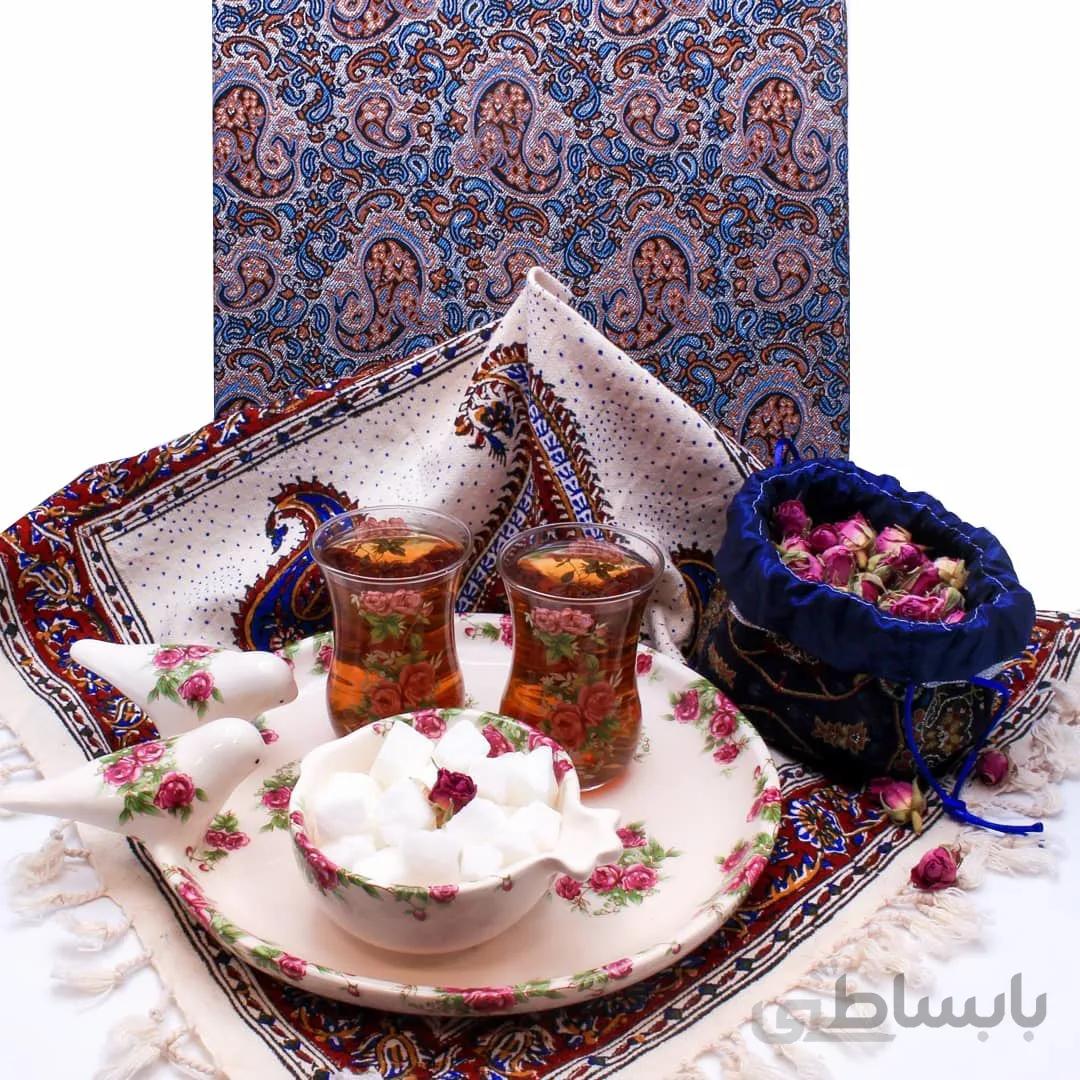 پک چایخوری 2 نفره استکان گلسرخی