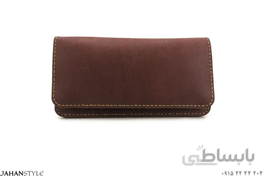 کیف پول و مدارک چرم طبیعی قهوه‌ای