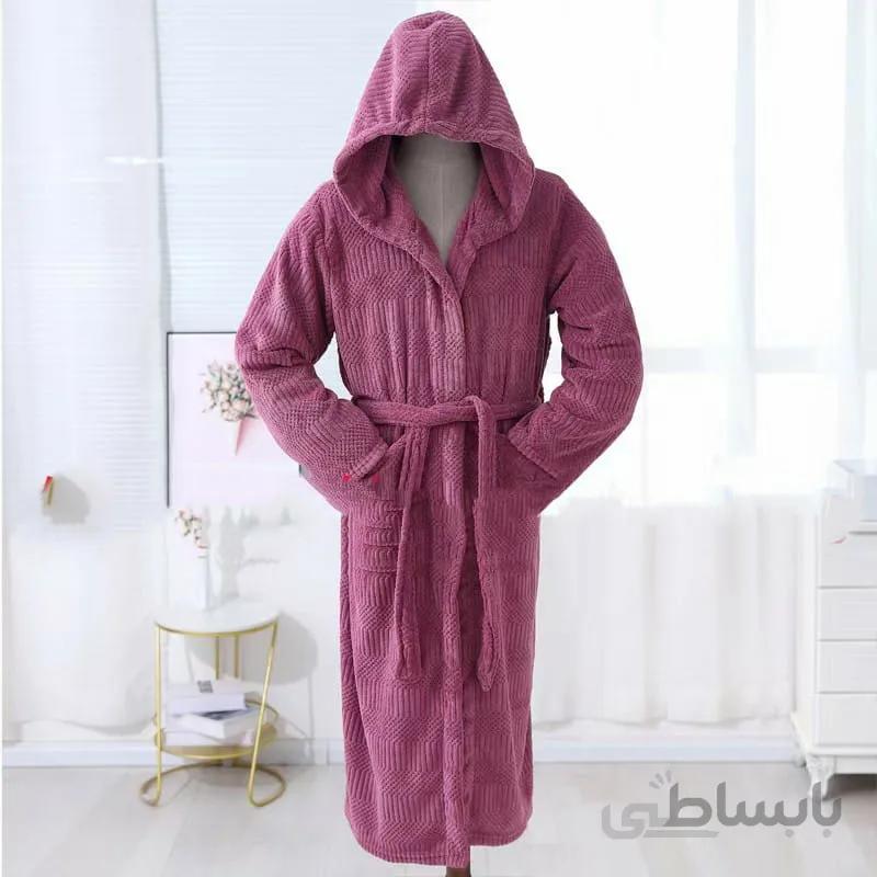 حوله تن پوش کلاهدار طرح هندسی( میکروفایبر)