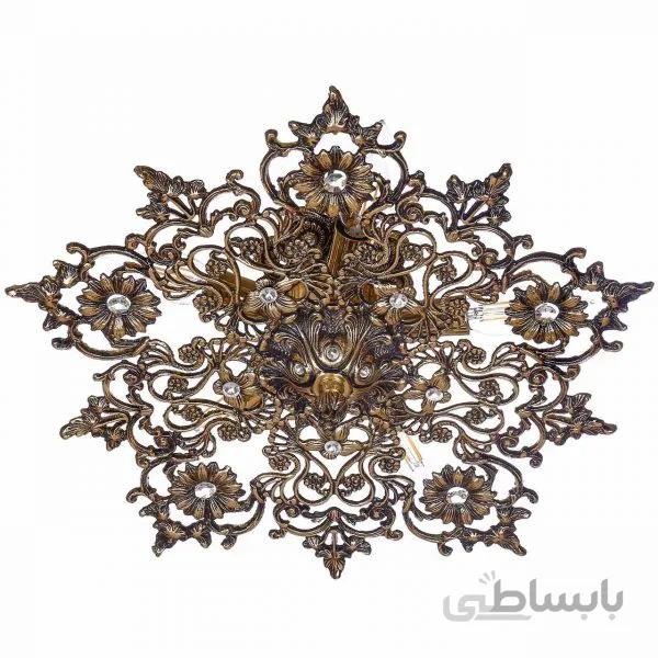 لوستر سقفی برنزی چشمه نور 3 شعله کد 2542