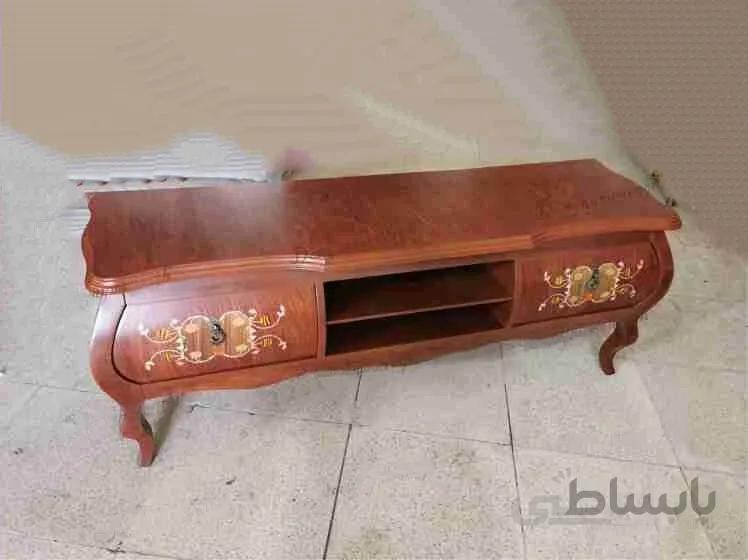 میز تلویزیون چوبی مدل خمره ای دو کشو ۱۶۰ کد ۱۰۲۲۱۸