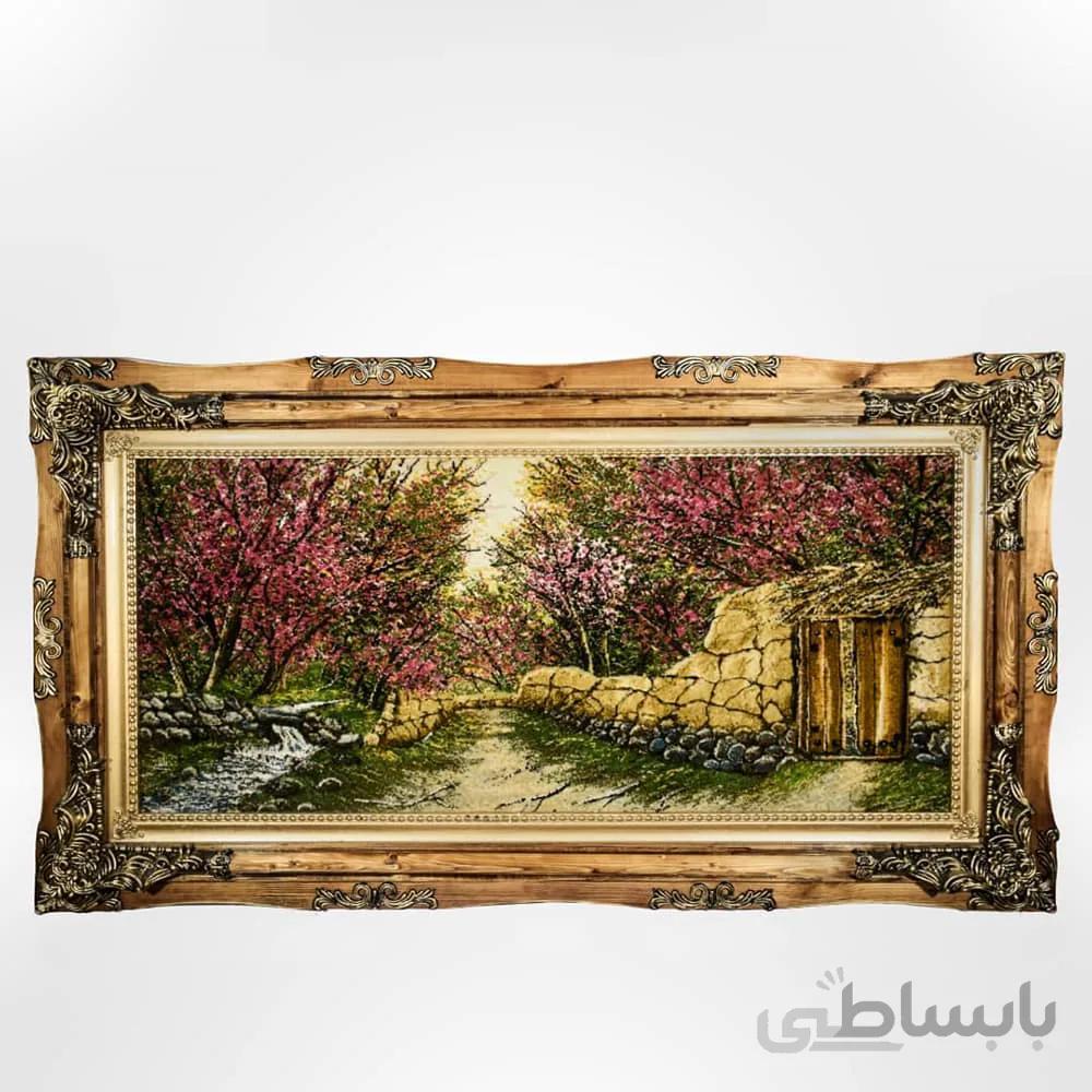 تابلو فرش دستباف طرح کوچه باغ شکوفه کد 116