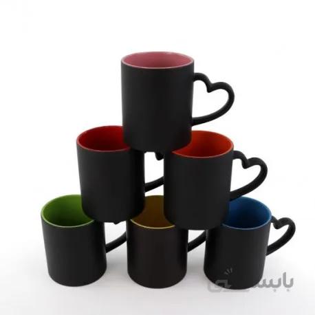 لیوان جادویی دسته قلبی رنگی 11OZ
