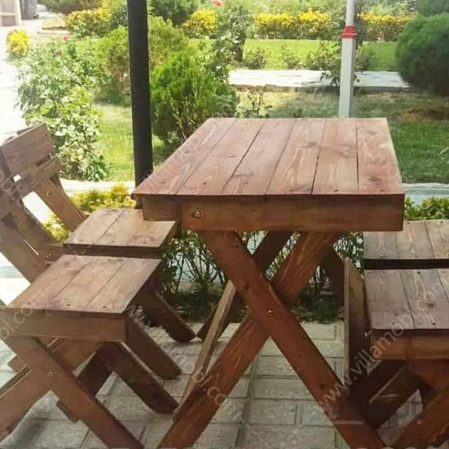 میزوصندلی چوبی تاشو دونفره با چوب۶سانتی