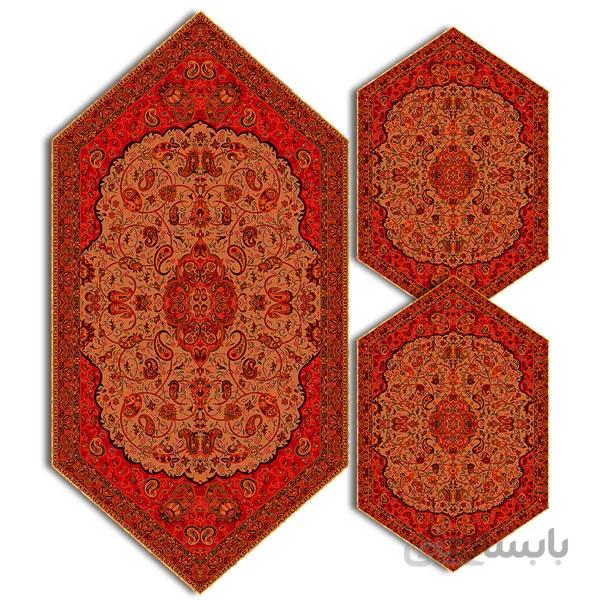 رومیزی مربع ترمه طرح سالار مشکی ابریشم کد 710 کد 410587