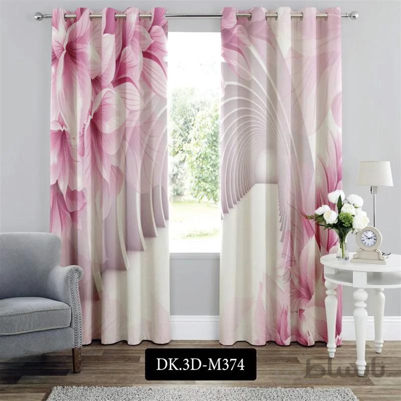 پرده پانچی (هازان و مخمل)کد DK.3D.M374 طرح سه بعدی دالان صورتی