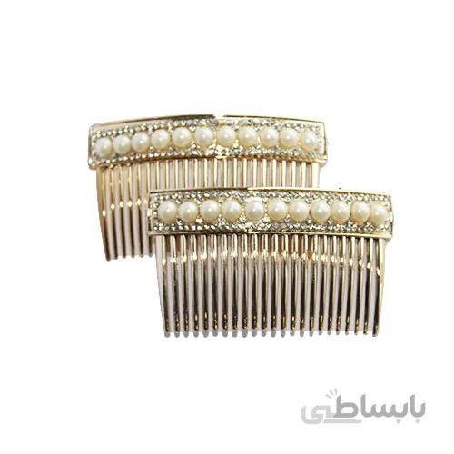 شانه طلایی مرواریدی بسته 2 عددی