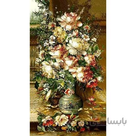 نخ و نقشه تابلو فرش گل کد 91