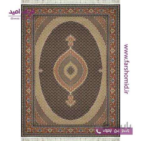 فرش ماشینی 700 شانه 8 رنگ اصل سلطان ماهی تبریز سرمه ای قالی کشمیر