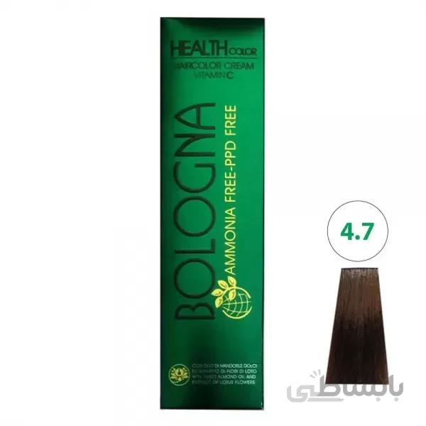 رنگ مو بدون آمونیاک بلونیا سری BROWN شماره 4.7 قهوه ای