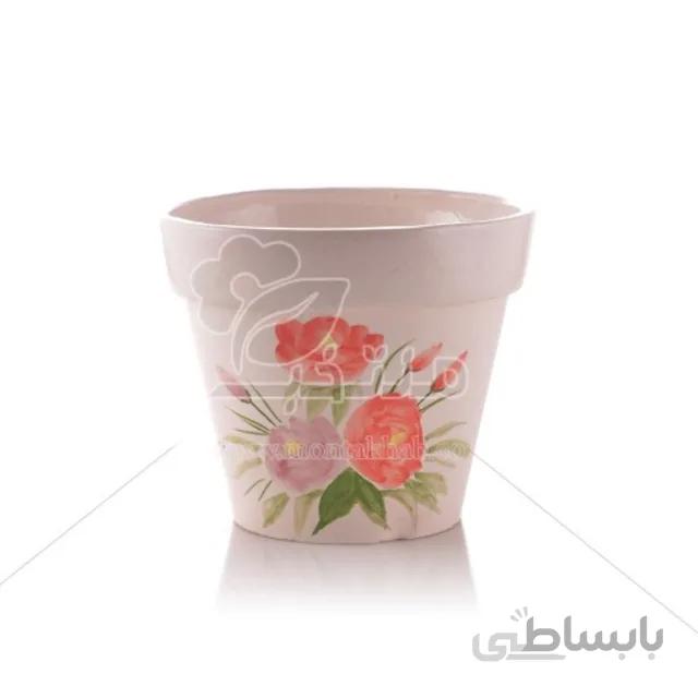 گلدان سرامیکی سطلی آبرنگی ارتفاع 13 سانتی متر