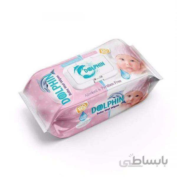 دستمال مرطوب کودک 120 عددی (صورتی) دلفین