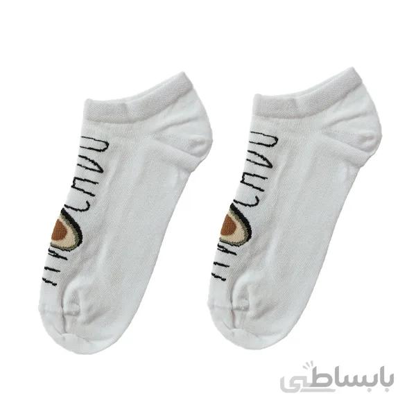 جوراب مچی فانتزی دخترانه و زنانه طرح آووکادو زمینه سفید کد PH493.1