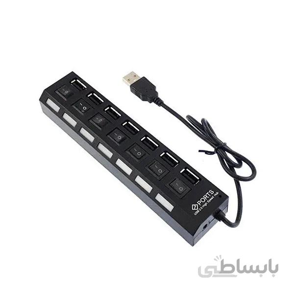 هاب 7 پورت با کلید قطع و وصل USB 2.0 HIGH SPEED 7 PORT