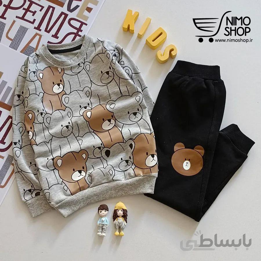 بلوز شلوار پسرانه دخترانه طرح تدی/1تا2 سال موجود