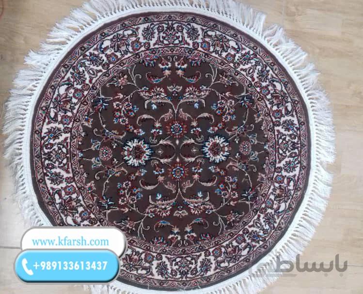 فرش ماشینی گرد طرح افشان (گردویی – کرم – سرمه ای)
