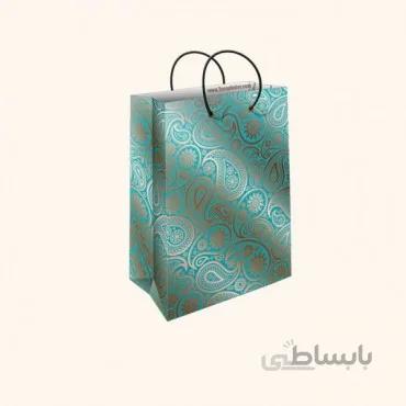 ساک کادویی کوچک طولی سایز 2 طرح ترمه فیروزه ای