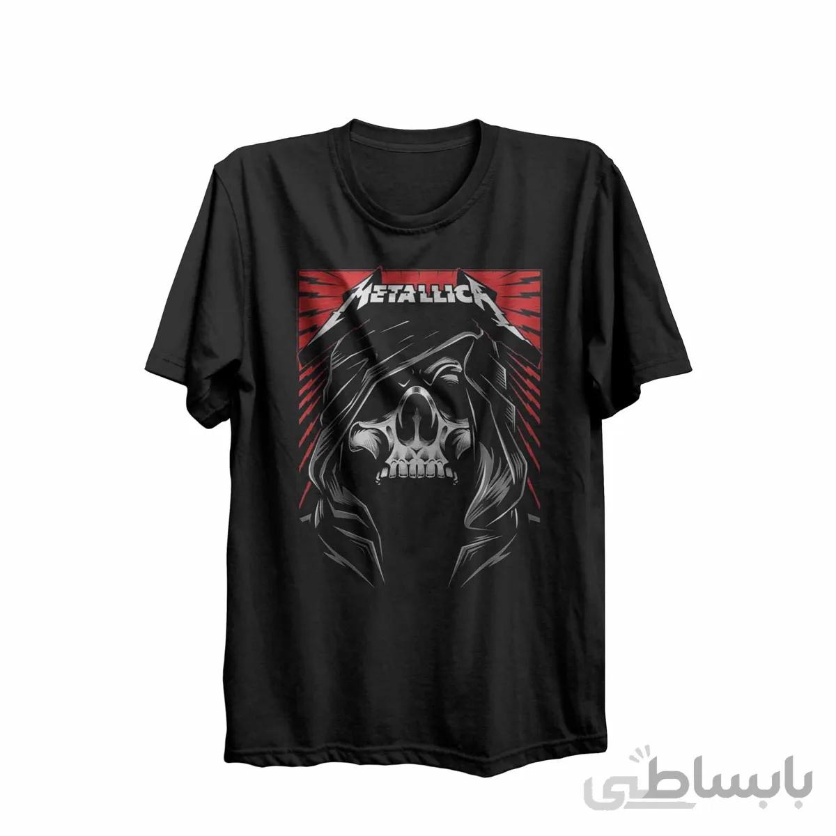 تیشرت یقه گرد مشکی طرح گروه موسیقی متالیکا Metallica
