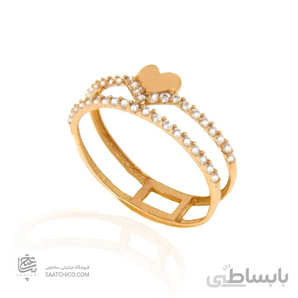 انگشتر طلا زنانه طرح قلب با نگین کد CR384