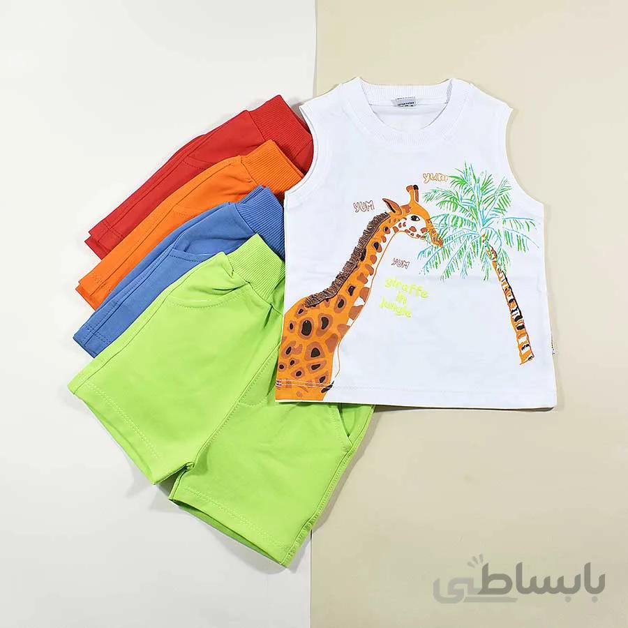 تاپ شلوارک پسرانه بچه گانه زرافه کد 2397