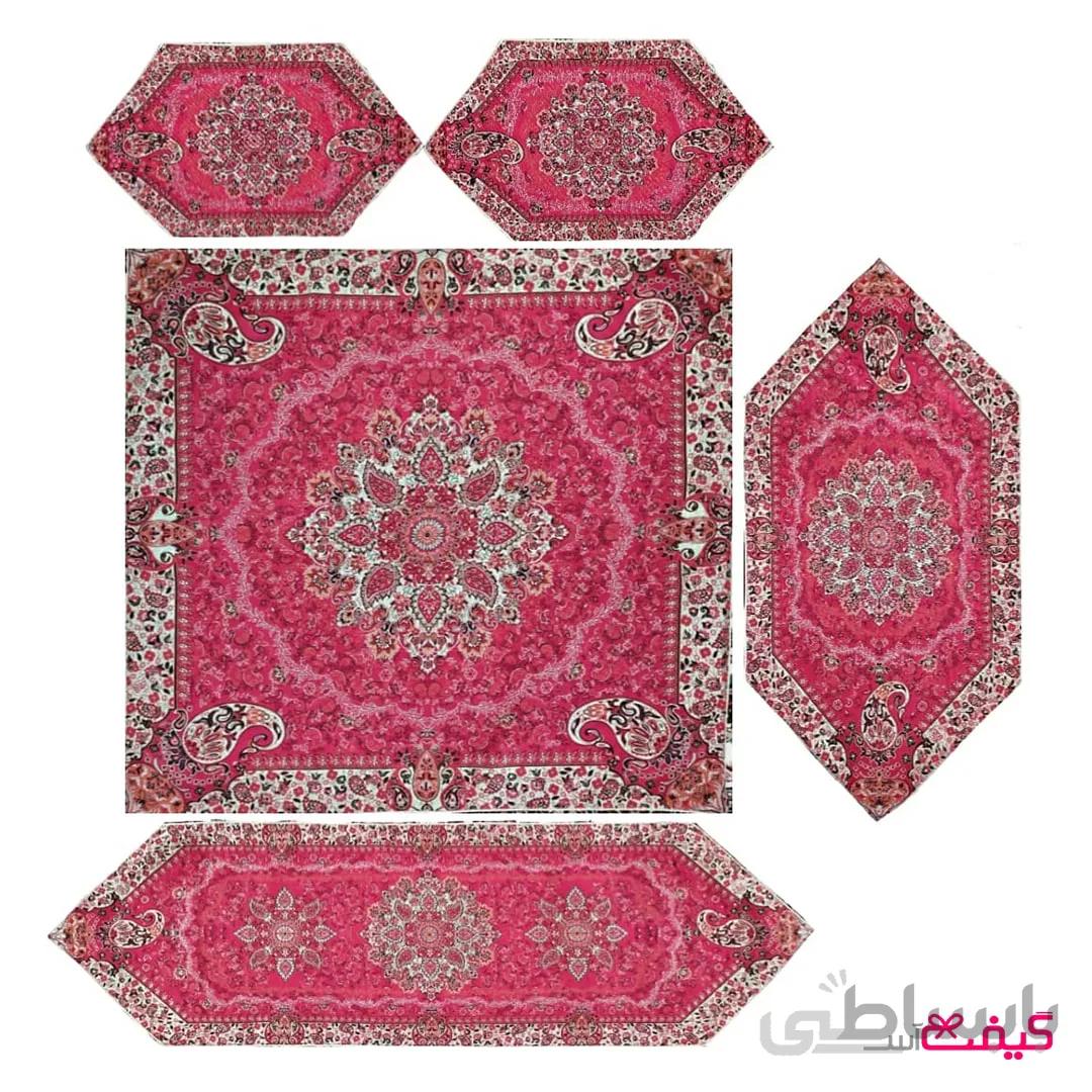 سرویس ترمه رومیزی طرح اطلس(رنگ قرمز)