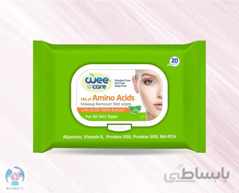 دستمال مرطوب آمینواسید آرایش پاک کن وی کر