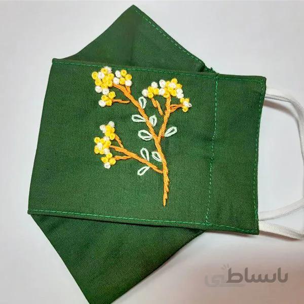ماسک سه بعدی دست دوز پارچه ای گلدوزی شده