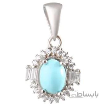 اویز گردنبند نقره زنانه بازرگانی میلادی مدل سنگ فیروزه کد PKR_221