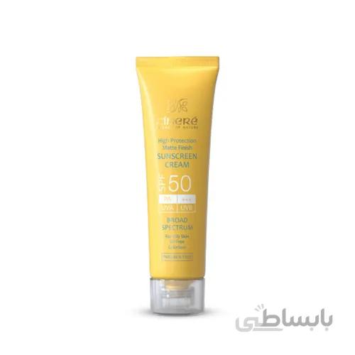 کرم ضد آفتاب بی رنگ فاقد چربی سینره مناسب پوست چرب SPF50 ا Cinere Sunscreen Cream SPF50 50ml