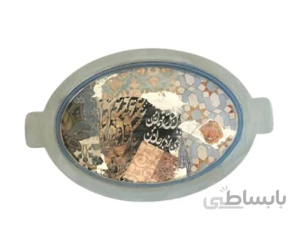 سینی چوبی بیضی ورق نقره